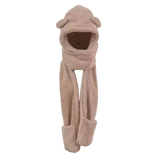 New Fashion Beanies Caps Winter Woman Scarf Cute Bear Ear Hat Girls Warm Head Hood Plush Hat Scarf Set Casual Women Bonnet Caps - Image 6