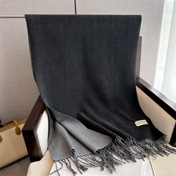 200*70cm Autumn Winter Women Designer Long Scarf 2024 Luxury Wraps Warm Fashion Vintage Solid Tassel Scarves Female Shawl Neck - Image 5