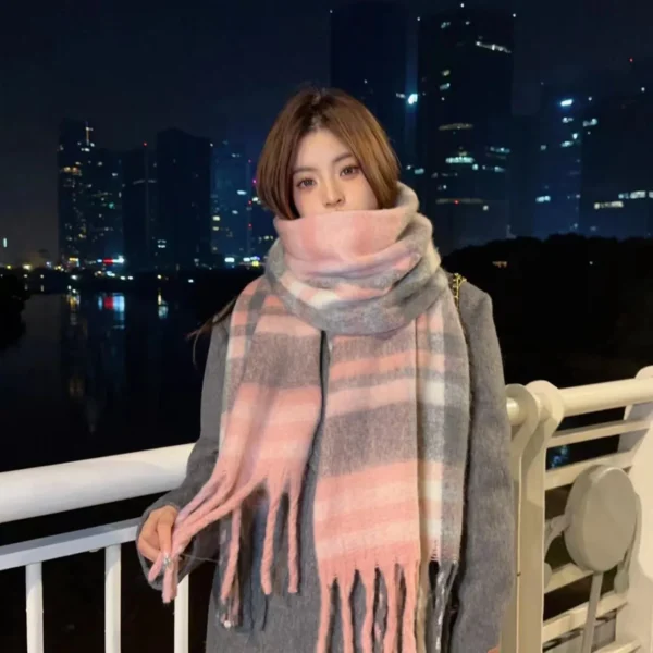 New Fashion Winter Scarf Women Thicken Warm Plaid Wraps Luxury Scarf Female Designer Brand Men Large Shawl Long Tassel - Image 3