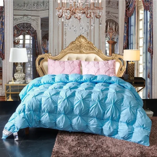 Quilted 100% High Rank Goose Down Duvet 3D Luxury Quilt King Queen Full Size Comforter Winter Thick Blanket Solid Color - Image 2