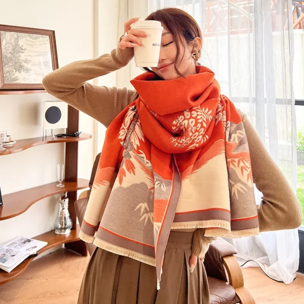 Autumn/Winter Luxury Women Scarf Imitation Cashmere Wrap Versatile Warm Tassel Large Shawl Fashion Blanket - Image 2