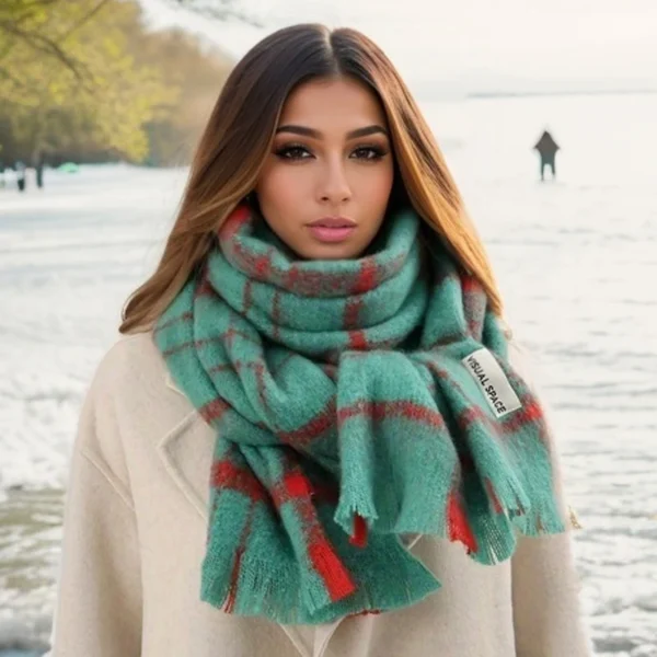 Winter Plaid Print Cashmere Poncho Scarf Fashion British Style Warm Pashmina Thick Blanket Bufanda Hijab Shawl Warps Echarpe - Image 2