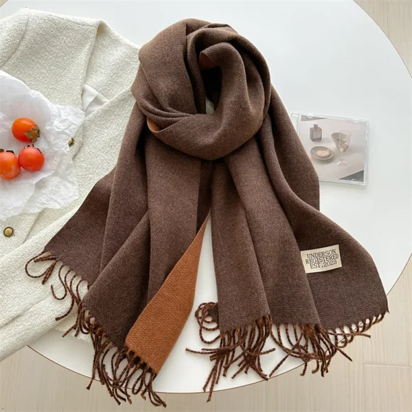 200*70cm Autumn Winter Women Designer Long Scarf 2024 Luxury Wraps Warm Fashion Vintage Solid Tassel Scarves Female Shawl Neck