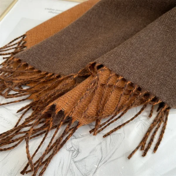 200*70cm Autumn Winter Women Designer Long Scarf 2024 Luxury Wraps Warm Fashion Vintage Solid Tassel Scarves Female Shawl Neck - Image 2