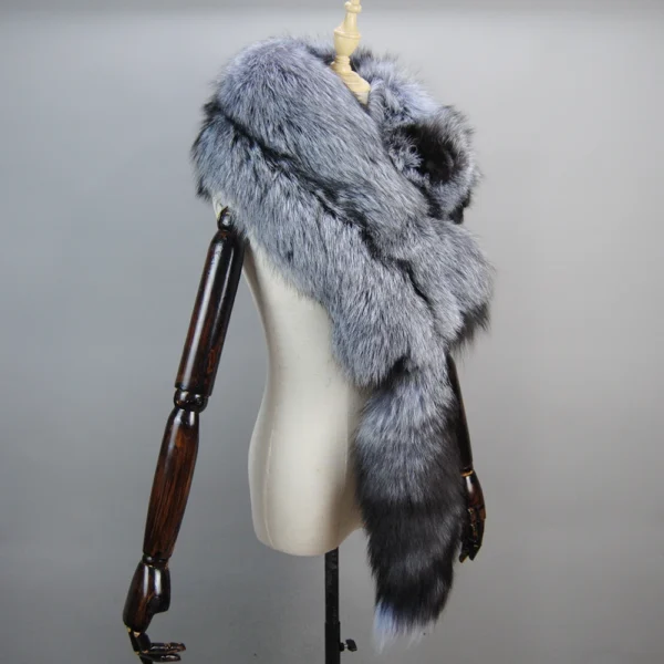 2024 Fashion Party Luxury Brand Women Real Winter Fox Fur Scarves Natural One-Piece Fox Fur Collar Warm Soft Real Fox Fur Scarf - Image 2