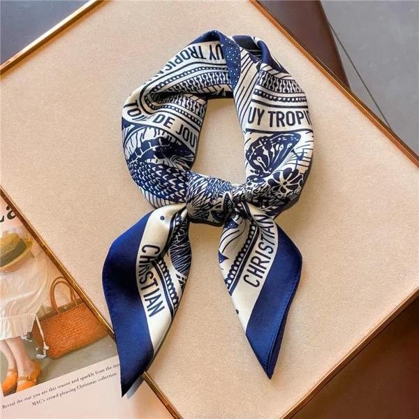 New Small Square Scarf Women's Silk Scarf 70cm Letter Printed Scarf Square Shoulder Scarf Wholesale Headscarf Hair Accessories