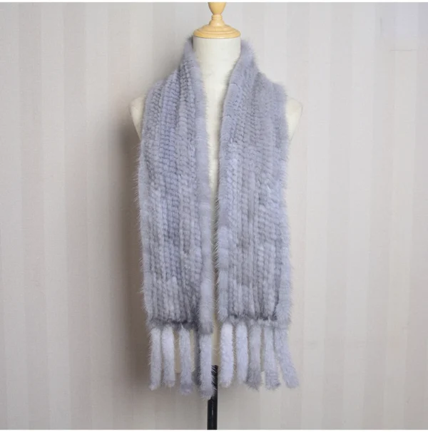 New Arrives Women Real Mink Fur Scarf Lady Fashion Knitted Genuine Mink Fur Scarves Winter Warm Natural Fur Muffle - Image 4