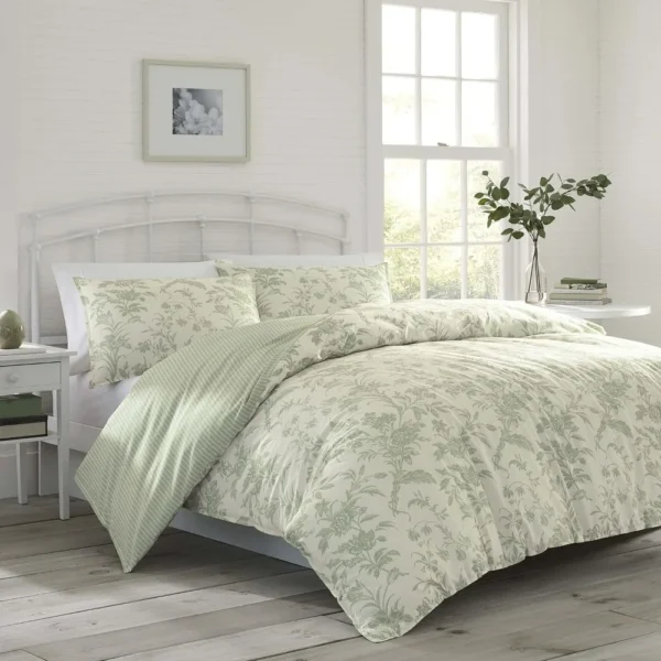 Queen Duvet Cover Set, Reversible Cotton Bedding, Includes Matching Shams with Bonus Euro Shams & Throw Pillows - Image 2