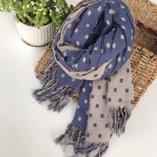 Winter Keepwarm Cotton double-sided Small Square Patterned Thickened Scarf Shawl - Image 5