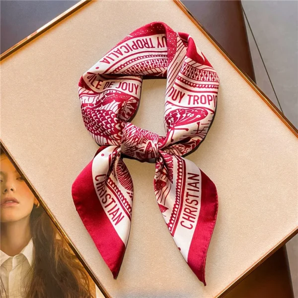 New Small Square Scarf Women's Silk Scarf 70cm Letter Printed Scarf Square Shoulder Scarf Wholesale Headscarf Hair Accessories - Image 4