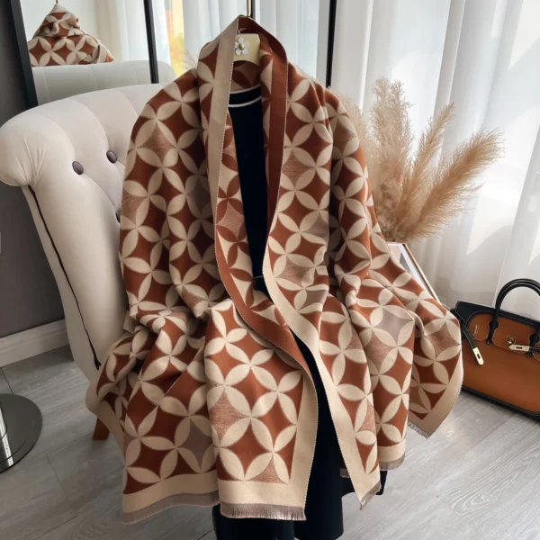 Winter Warm Cashmere Scarf for Women Luxury Pashmina Blanket Thick Shawl Wrap Neckerchief Fashion Bufanda Echarpe Poncho 2024