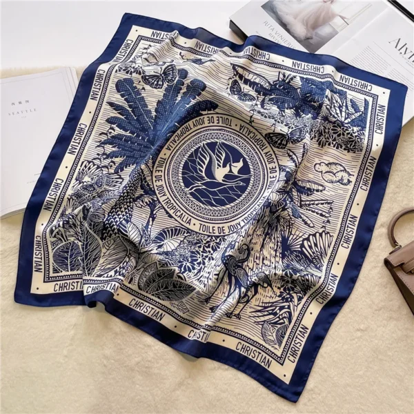 New Small Square Scarf Women's Silk Scarf 70cm Letter Printed Scarf Square Shoulder Scarf Wholesale Headscarf Hair Accessories - Image 2