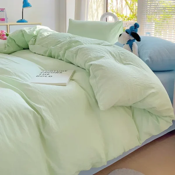 Modern Style Sage Green Duvet Cover Queen Light Green Bedding Sets Hotel Bedroom Solid Color Comforters Cover for Kids Adults - Image 4