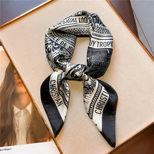 New Small Square Scarf Women's Silk Scarf 70cm Letter Printed Scarf Square Shoulder Scarf Wholesale Headscarf Hair Accessories - Image 5