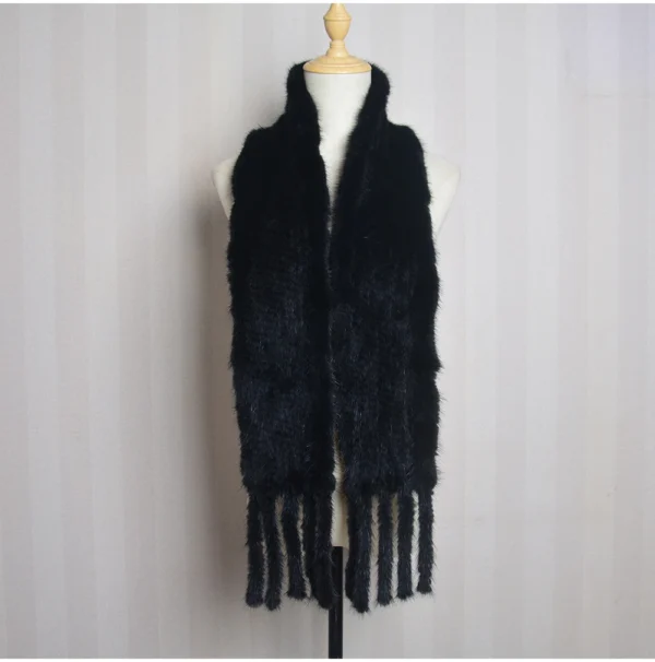 New Arrives Women Real Mink Fur Scarf Lady Fashion Knitted Genuine Mink Fur Scarves Winter Warm Natural Fur Muffle - Image 5