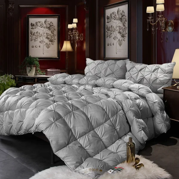 Quilted 100% High Rank Goose Down Duvet 3D Luxury Quilt King Queen Full Size Comforter Winter Thick Blanket Solid Color