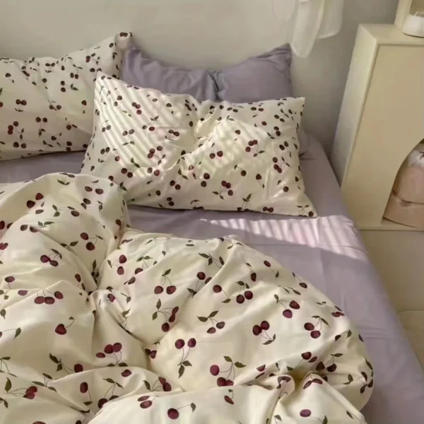 Korean Bedding Set Floral Ins Style No Filler Duvet Cover Flat Sheet Pillowcases Full Queen Size Girls BedSpread Home Textile - Image 3