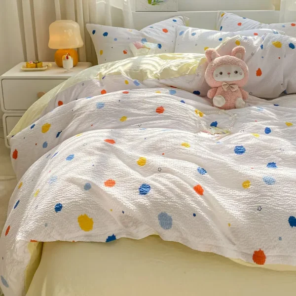 Pink Strawberry Bedding Set Soft 3/4pcs Bed Sheet Flower Duvet Cover Washed Cotton Comforter Cover For Child Kids Home Decor - Image 3