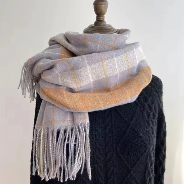 Fashion winter plaid scarf female autumn and winter everything new British classic imitation cashmere plaid sha - Image 3