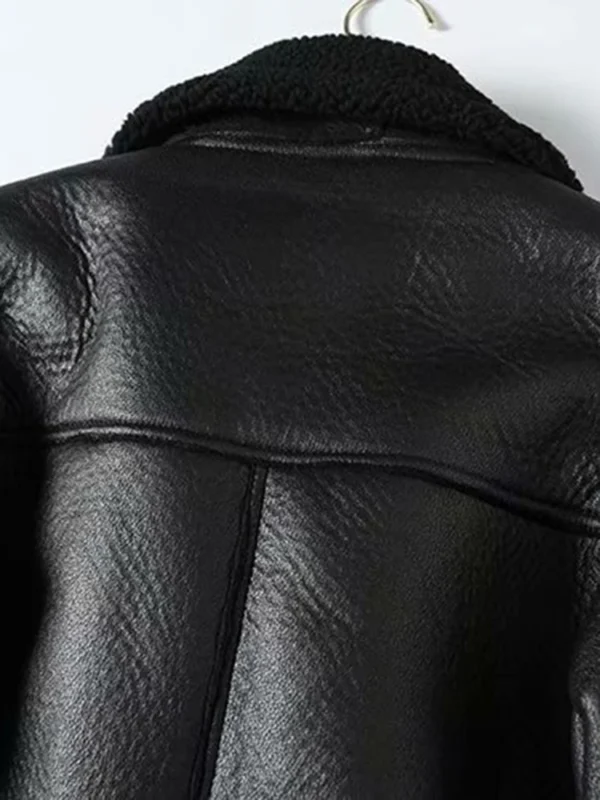 TRAF Winter Coats Women Thickness Faux Leather Fur Sheepskin Female Fur Leather Jacket Aviator Outwear Casaco Feminino - Image 5