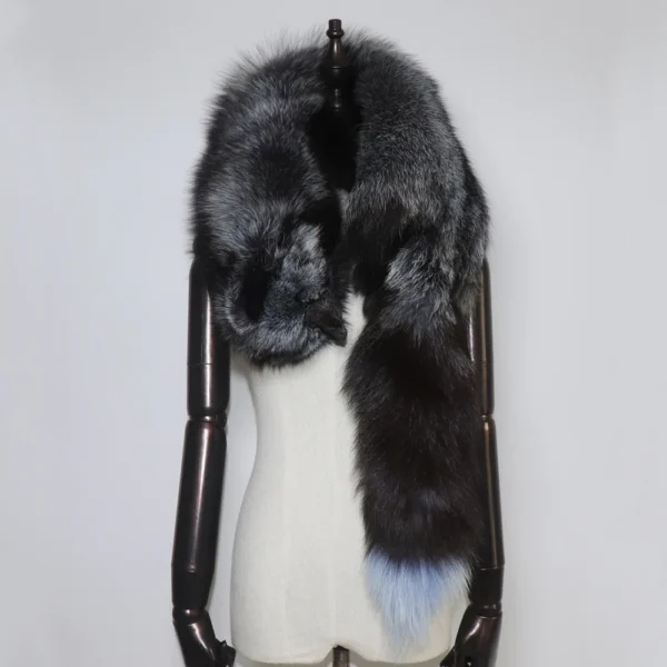 2024 New Party Luxury Brand Women Real Winter Fox Fur Scarves Natural One-Piece Fox Fur Collar Warm Soft Real Fox Fur Scarf - Image 2