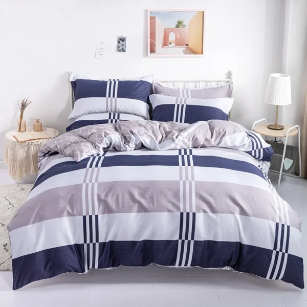 Geometric plaid comforter cover sets All Cotton bedding 3 PCS set Twin king size quilt cover with 2 pillowcases Duvet cover set