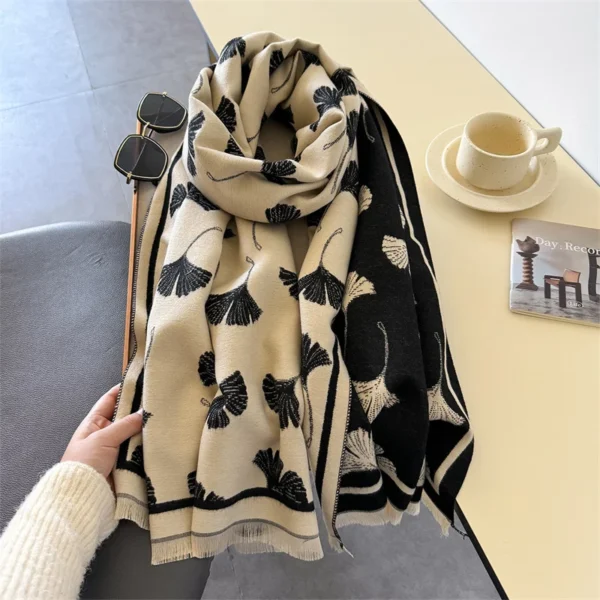 Fashion Winter Warm Cashmere Shawl Scarf for Women Design Neckerchief Pashmina Head Scarves Wrap Femal Poncho Echarpe Bandana - Image 3