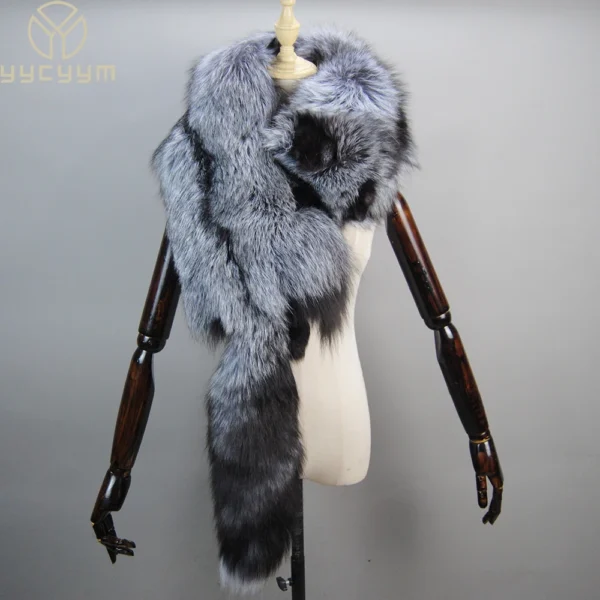 2024 Fashion Party Luxury Brand Women Real Winter Fox Fur Scarves Natural One-Piece Fox Fur Collar Warm Soft Real Fox Fur Scarf