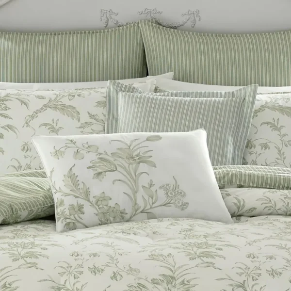 Queen Duvet Cover Set, Reversible Cotton Bedding, Includes Matching Shams with Bonus Euro Shams & Throw Pillows - Image 3