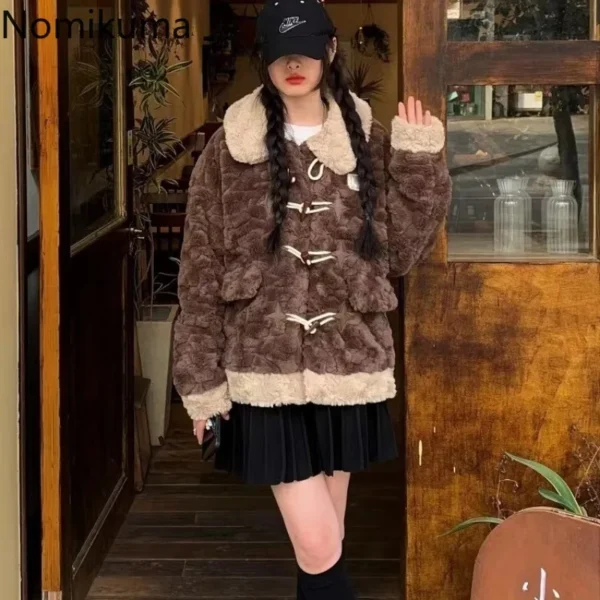 Fashion Lamb Wool Coat for Women Streetwear Furry Thicked Warm Oversized Outwear Casual Korean Y2k Coat Fall Winter Clothing - Image 4