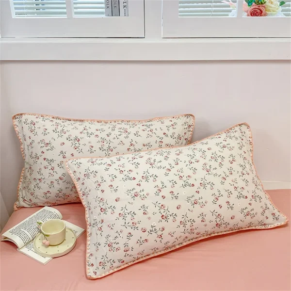 Romantic Floral Bedding Set Washed Cotton Bed Sheet Single Double Size Girls Woman Duvet/Comforter Cover Pillowcase Bed Linens - Image 4