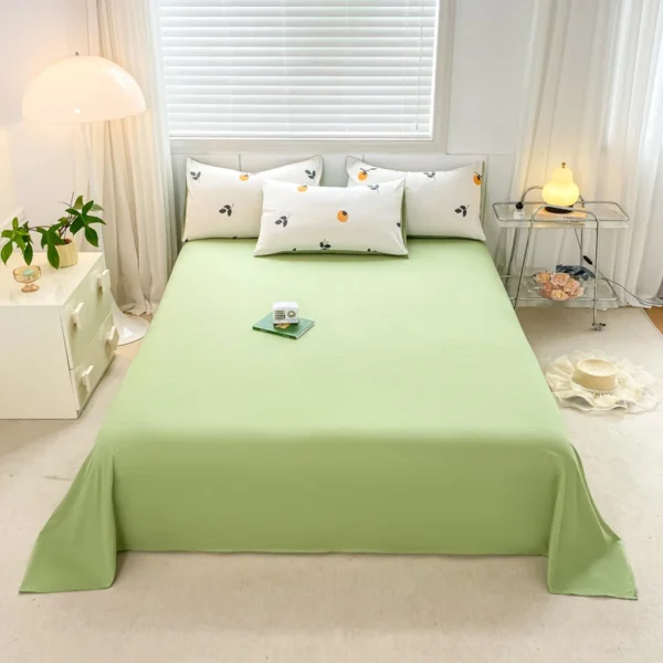 INS Girls Bedding Set Soft Washed Cotton Bed Sheet Full Queen Size Cute Orange Quilt Cover Pillowcase Green Bed Linens - Image 4