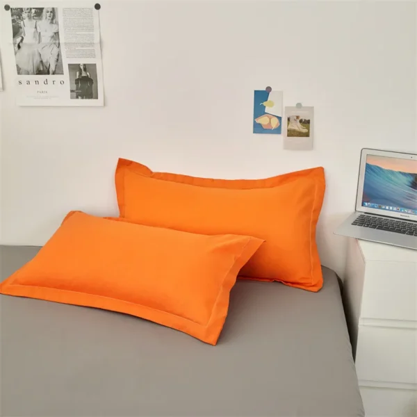 Solstice Home Textile Kid Teen Bedlinen Solid Orange Duvet Cover Pillowcase Bed Sheet Boy Girl Bedding Sets King Queen Twin Size - Image 5