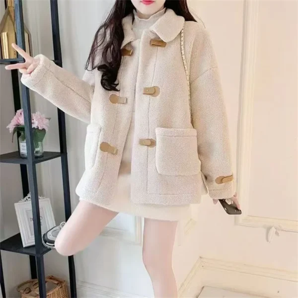 Autumn And Winter 2024 New Fashion All-in-one Korean Version Loose Short Lamb Wool Coat Female Lamb Velvet Long Sleeve Female - Image 6