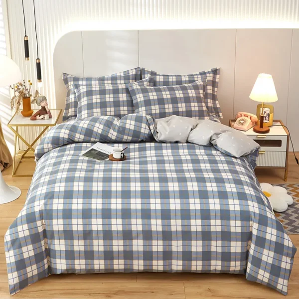 Geometric plaid comforter cover sets All Cotton bedding 3 PCS set Twin king size quilt cover with 2 pillowcases Duvet cover set - Image 3