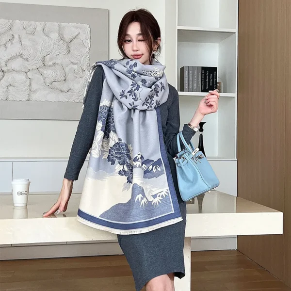 Autumn/Winter Luxury Women Scarf Imitation Cashmere Wrap Versatile Warm Tassel Large Shawl Fashion Blanket - Image 3