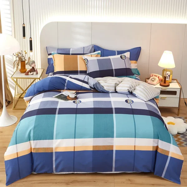 Geometric plaid comforter cover sets All Cotton bedding 3 PCS set Twin king size quilt cover with 2 pillowcases Duvet cover set - Image 2