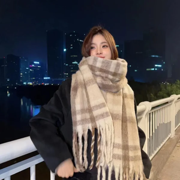 New Fashion Winter Scarf Women Thicken Warm Plaid Wraps Luxury Scarf Female Designer Brand Men Large Shawl Long Tassel - Image 2