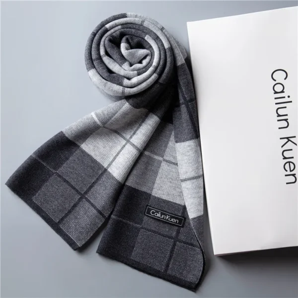 Fashion Classic Business Scarf Men Wool Scarf Soft Warm Thermal Muffler Casual Cashmere Knitted Shawl Male Autumn Winter No Box - Image 2