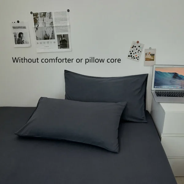 Light luxury style minimalist solid color skin friendly matte bedding set of3 pcs without core, 1duvet cover and2 pillow covers - Image 6