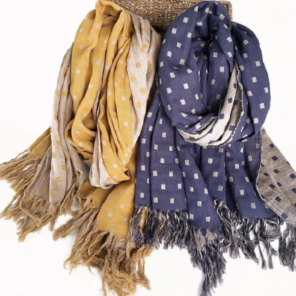 Winter Keepwarm Cotton double-sided Small Square Patterned Thickened Scarf Shawl - Image 6