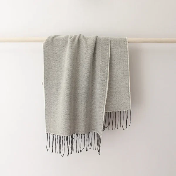 Solid Color Herringbone Cashmere Scarf For Women Winter Warm Soft Pashmina Scarves Shawl Female Fashion Neck Scarf With Tassel - Image 3