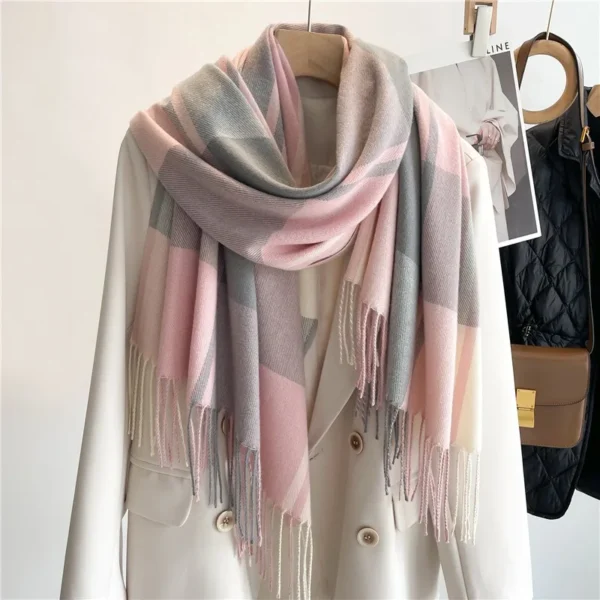 Korean Plaid Scarf Female Autumn and Winter Hot Sell Warm Shawl Popular Male Bib Long Tassel Pair Scarf Imitation Cashmere - Image 2