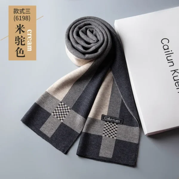 Fashion Classic Business Scarf Men Wool Scarf Soft Warm Thermal Muffler Casual Cashmere Knitted Shawl Male Autumn Winter No Box - Image 4