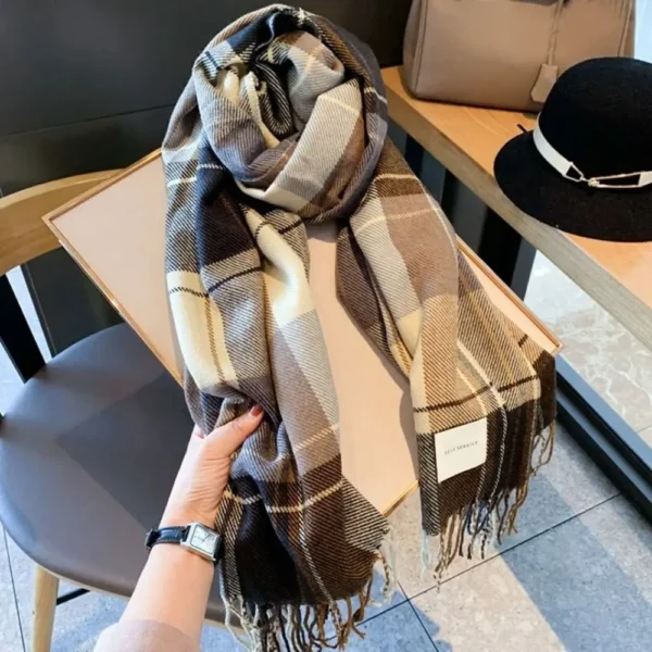 Women Girls Soft Winter Plaid Scarf New Design Print Warm Long Tassel Scarves Mohair Thickened Knitted Wrap Shawls Pashmina - Image 5