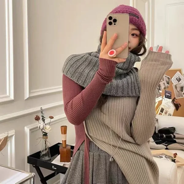 Winter Fashion Autumn Knitted Fake Collar Scarf Women Warm Turtleneck Neck Warmer Detachable Winter Warm Windproof Scarf - Image 2