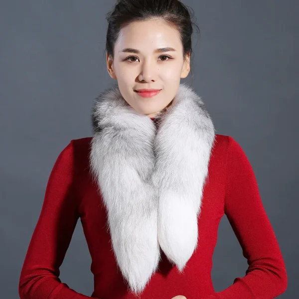 Genuine natural fox fur scarf furry classic Drawstring fox tail Winter Women Men Natural Fur Collar Neck Warmer fur collar 90 cm - Image 3