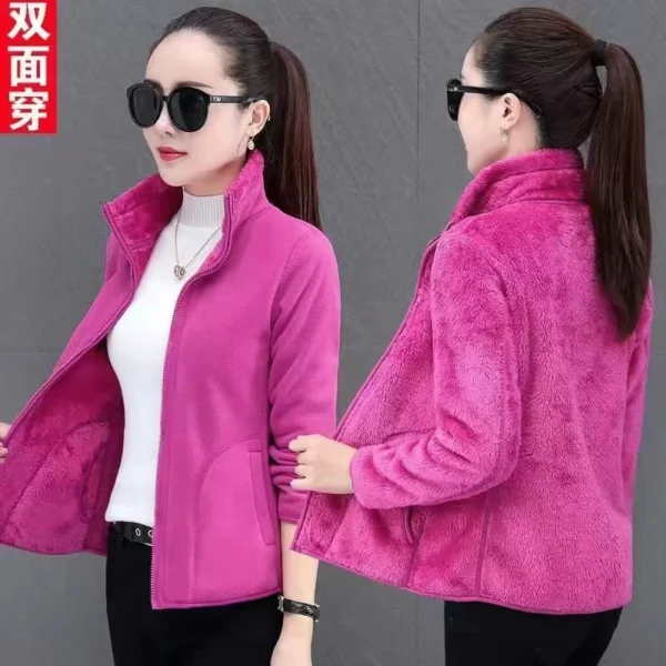 Autumn Winter Add Velvet Thickening Keep Warm Double-Sided Penetration Hoodie Two-Sided Wool Fleece Women's Polar Fleece Coat - Image 6