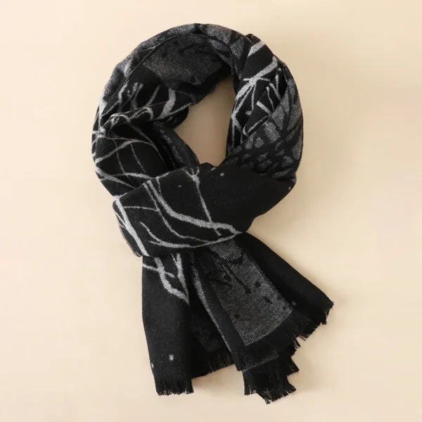 NEW Fashion Winter Men's Cotton Scarf Warm Neckerchief Patchwork Striped Scarves Soft Long Casual Male Bufanda Pashmina Shawl - Image 5