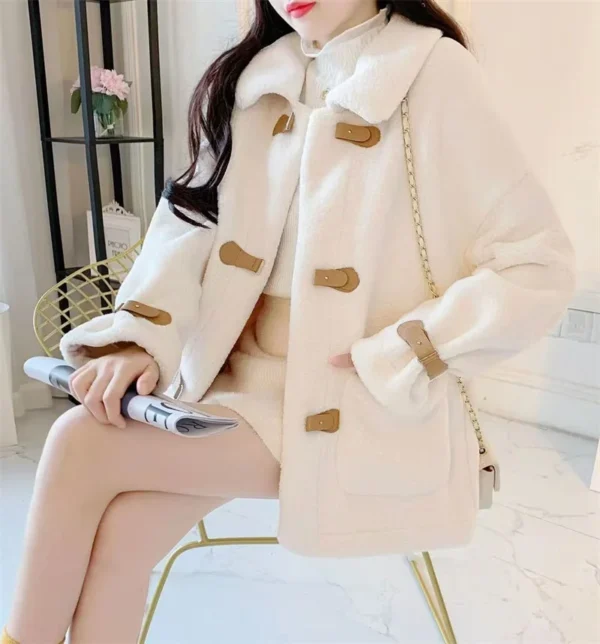 Autumn And Winter 2024 New Fashion All-in-one Korean Version Loose Short Lamb Wool Coat Female Lamb Velvet Long Sleeve Female - Image 3